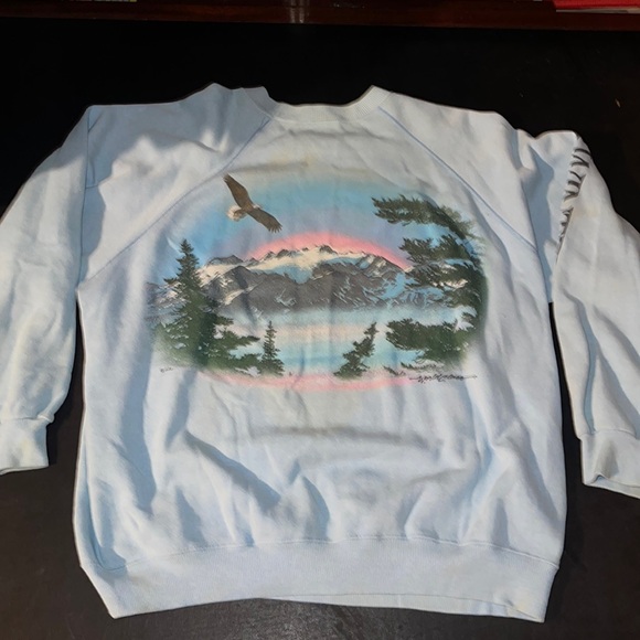 Other - Vintage 1980s winter place eagle world class Rambo painting sweatshirt shirt 80s